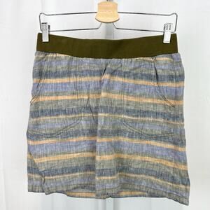 TOAD & CO  Size S Linen Striped Skrit Pull On Elastic Waist Pockets Multicolor